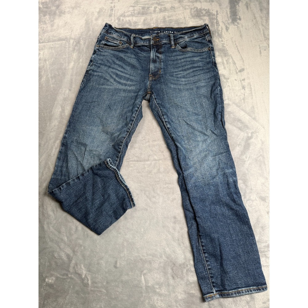 Arizona Straight Jeans Mens 34x29 Blue Whiskered Stretch Denim Mid Rise
